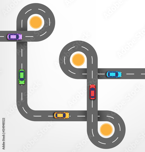 Road Infographic Background with Cars