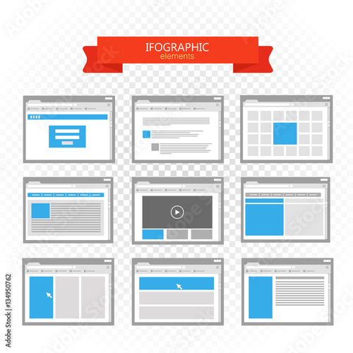 Web site page templates collection. Infographic elements collect