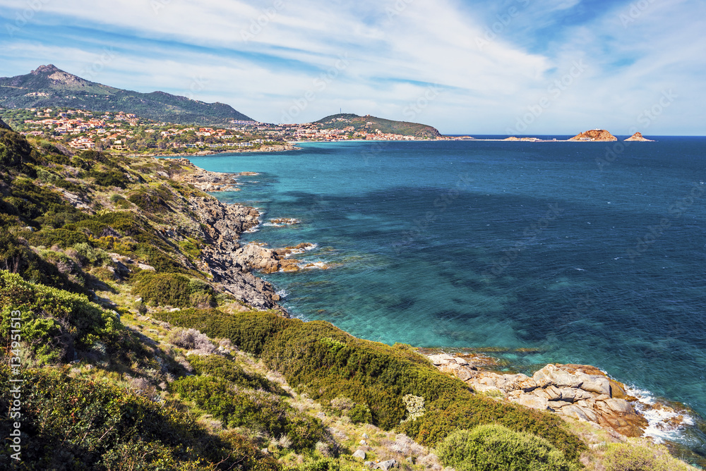 Coastline in east of Ile-Rousse in Corsica
