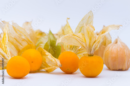 Cape gooseberry, physalis isolated on white background.