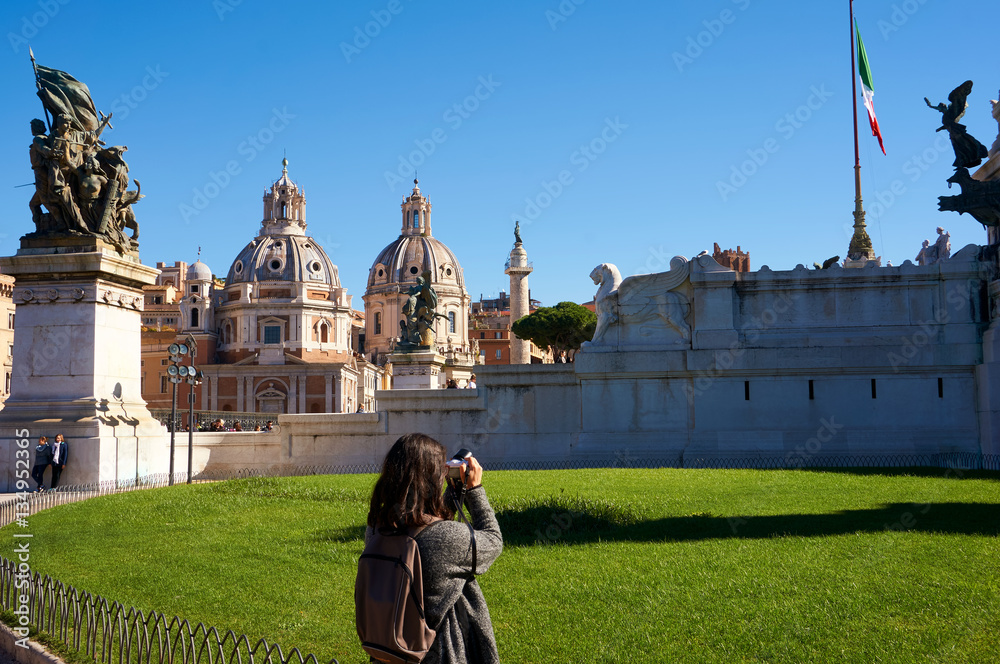 Girl photographing Rome