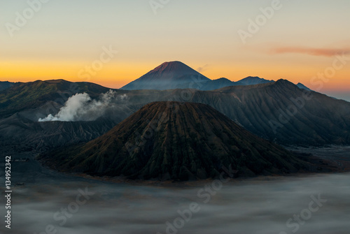 Sunrise at volcano Mount Bromo, early