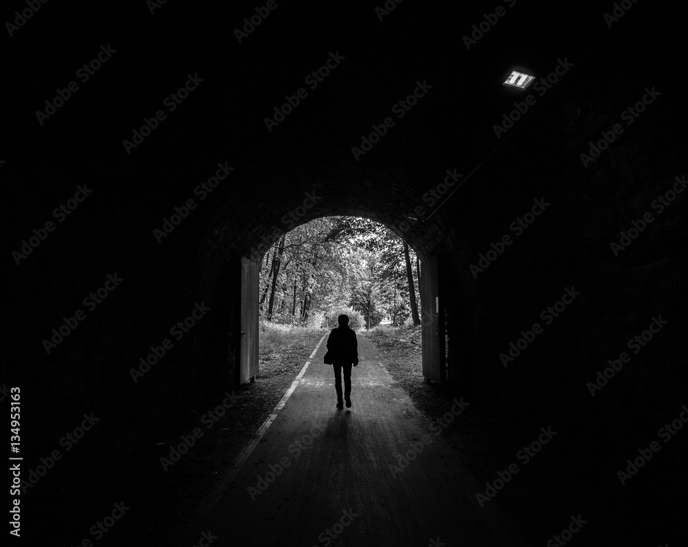 Railroad Tunnel with human silhouette