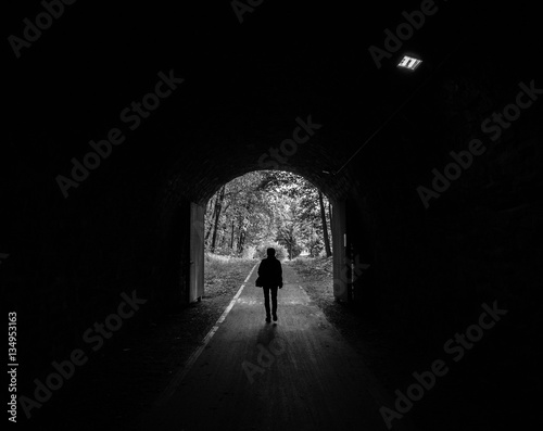 Railroad Tunnel with human silhouette