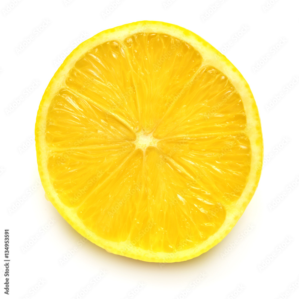 Cut lemon halves isolated on white background. Tropical fruit. F Cut lemon halves isolated on white background. Tropical fruit. F