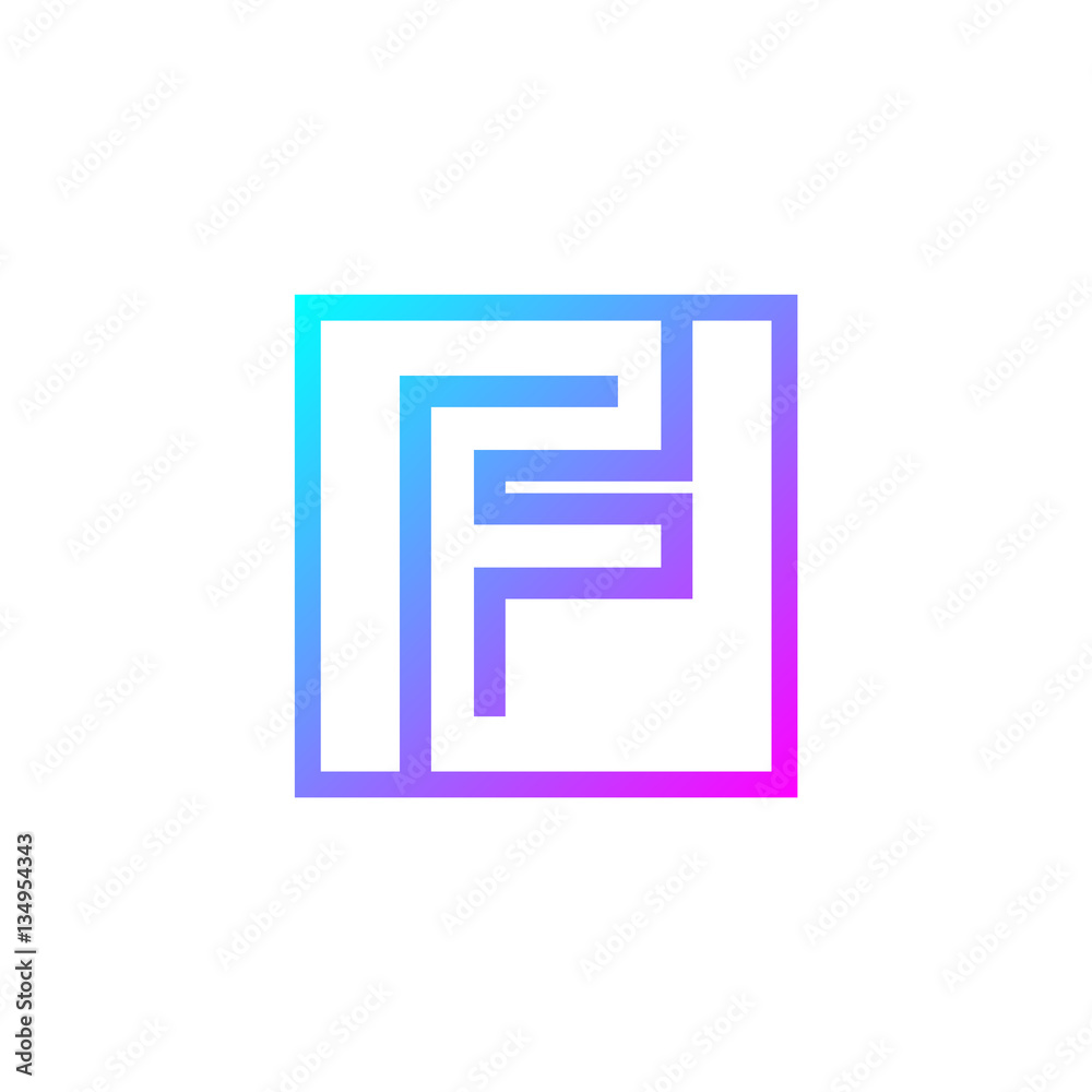 Letter F logo,Square shape symbol,Digital,Technology,Media