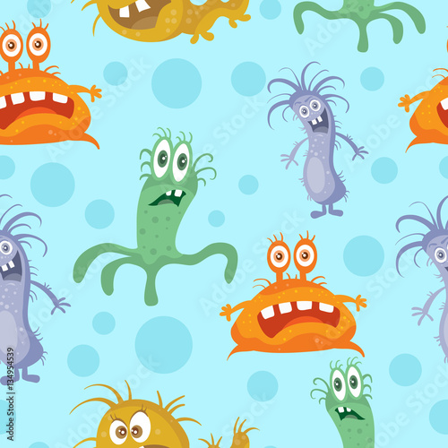 Set of Seamless Pattern with Good and Bad Bacteria