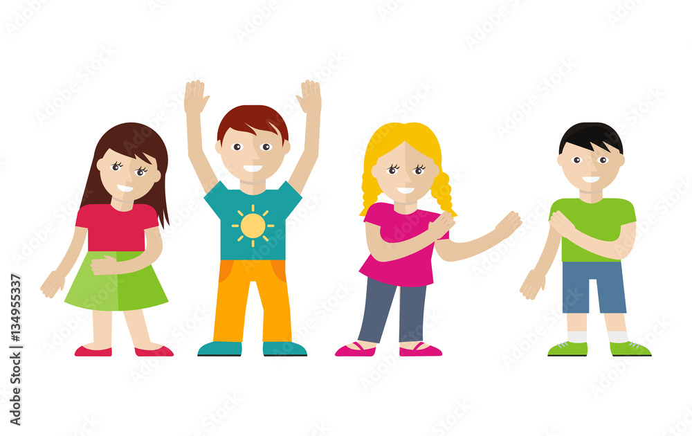 Children Vector Illustration Set in Flat Style Children Vector Illustration Set in Flat Style