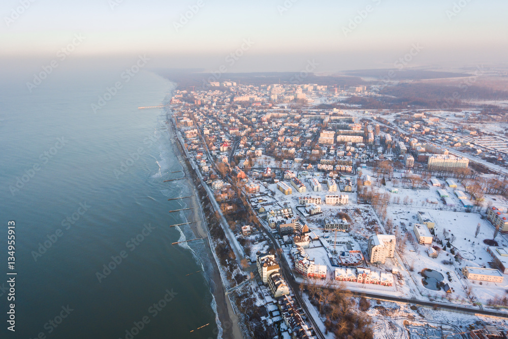 Winter city from above