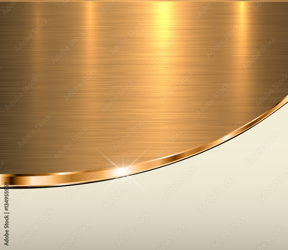 Gold metal background, elegant golden vector metallic texture Stock