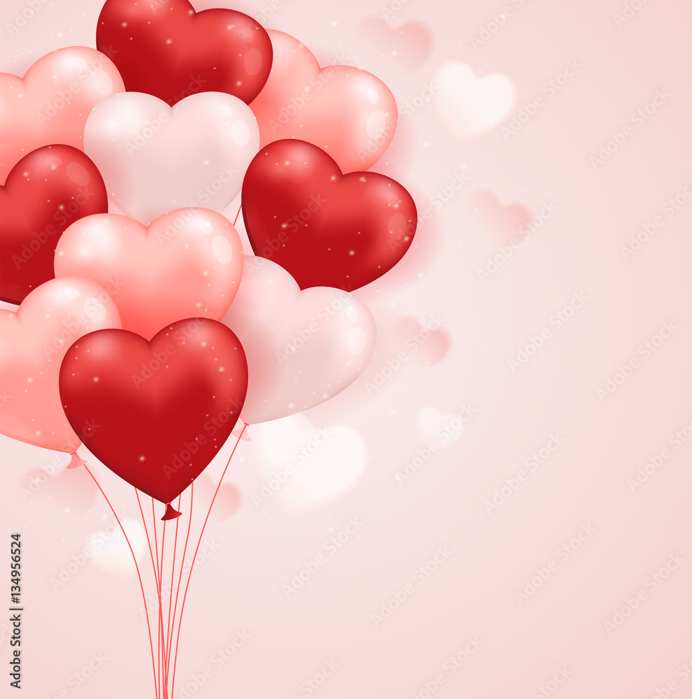 Red and pink heart balloons