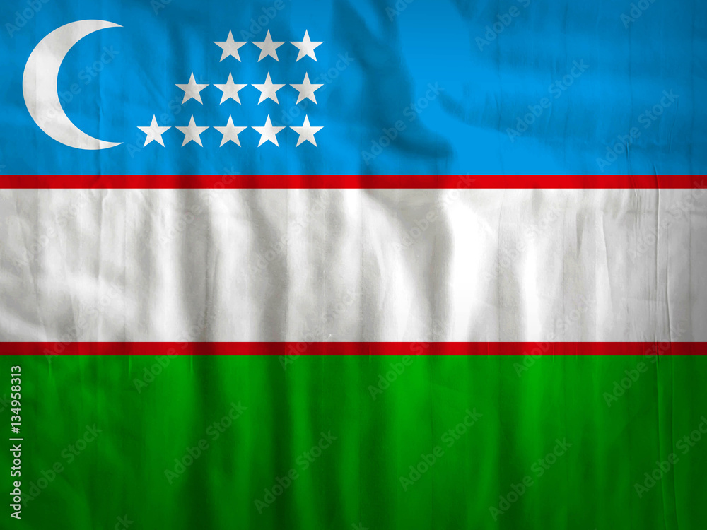 Obraz premium Uzbekistan flag fabric texture textile