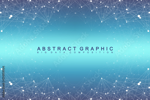 Big data complex. Graphic abstract background communication. Perspective backdrop of depth. Minimal array with compounds lines and dots. Digital data visualization. Vector illustration.