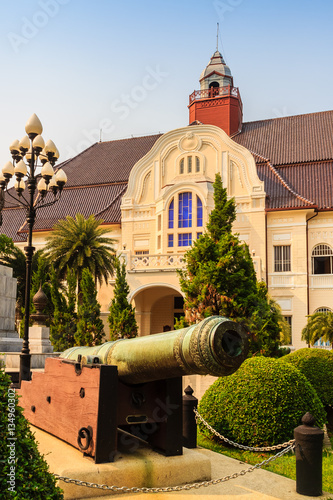 Beautiful of old cannon at Phra Ramratchaniwet Palace (Wang Ban photo