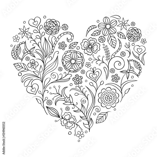 Fototapeta Naklejka Na Ścianę i Meble -  floral valentines heart