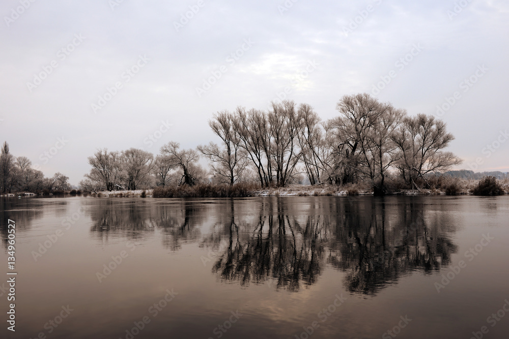 Sunset on Havel river landscape in winter time Sunset on Havel river landscape in winter time