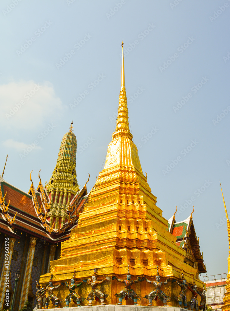Naklejka premium Wat Phra Kaew. Temple of the Emerald Buddha is regarded as the most sacred Buddhist temple in Bangkok Thailand.
