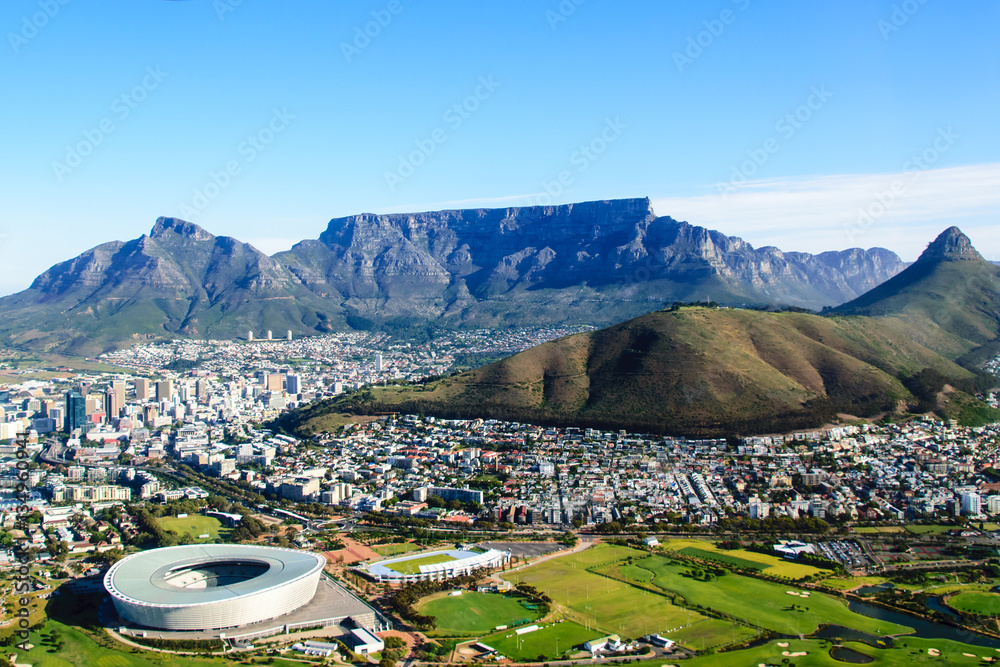 Obraz premium Widok z góry stołowej w Kapsztadzie