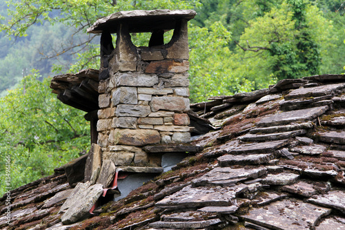 Old stone roof of a house, Etar, Bulgaria
