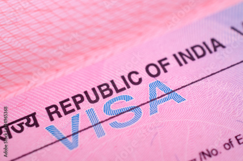 Indian visa in the passport