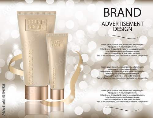 Glamorous facial and eye cream jar on the sparkling effects background.