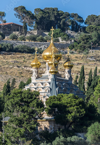 The Russian Orthodox church of Mary Magdalene at the mount Olives - Jerusalem, Israel photo