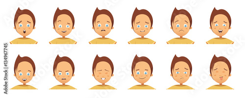 Child Emotions Avatars Collection Cartoon Style