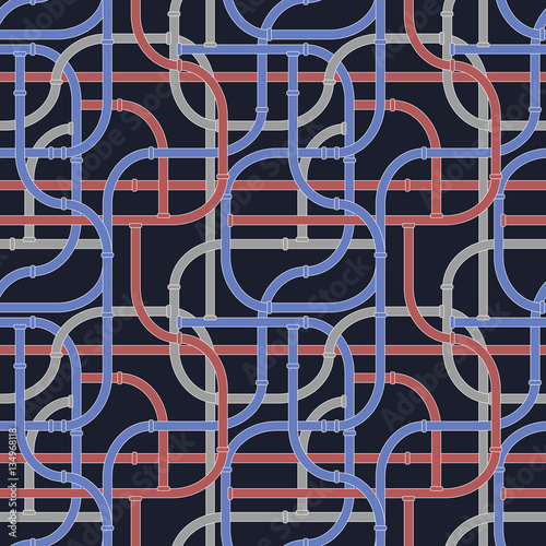 Tube turning fittings connection web seamless pattern wallpaper