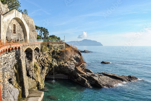 The coastline in Nervi, a sea district of Genoa