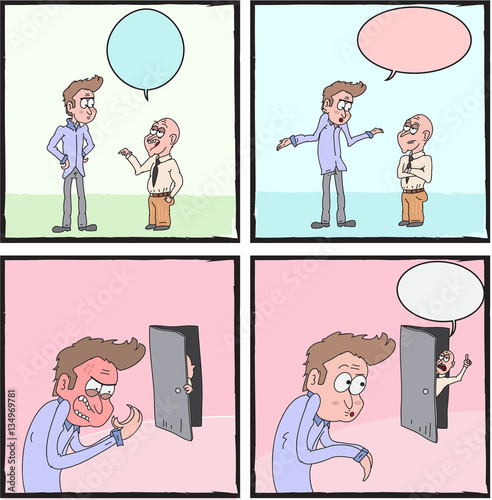 Man and boss argue comic strip