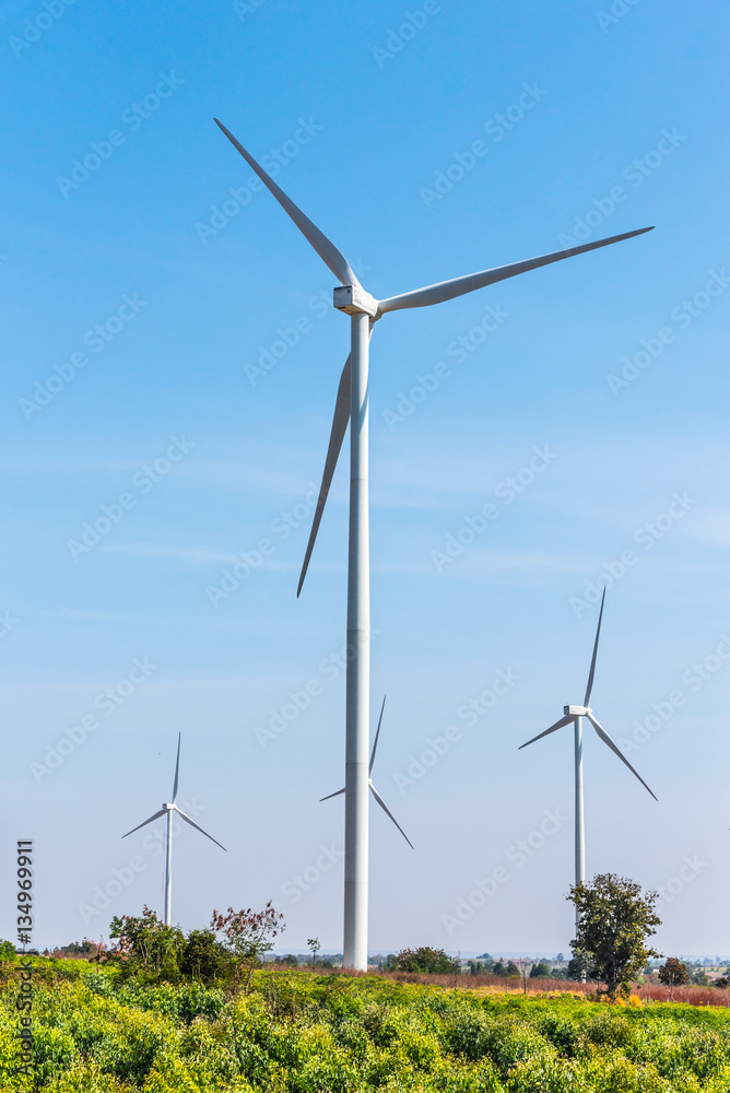 Eco power. Wind turbines generating electricity Eco power. Wind turbines generating electricity