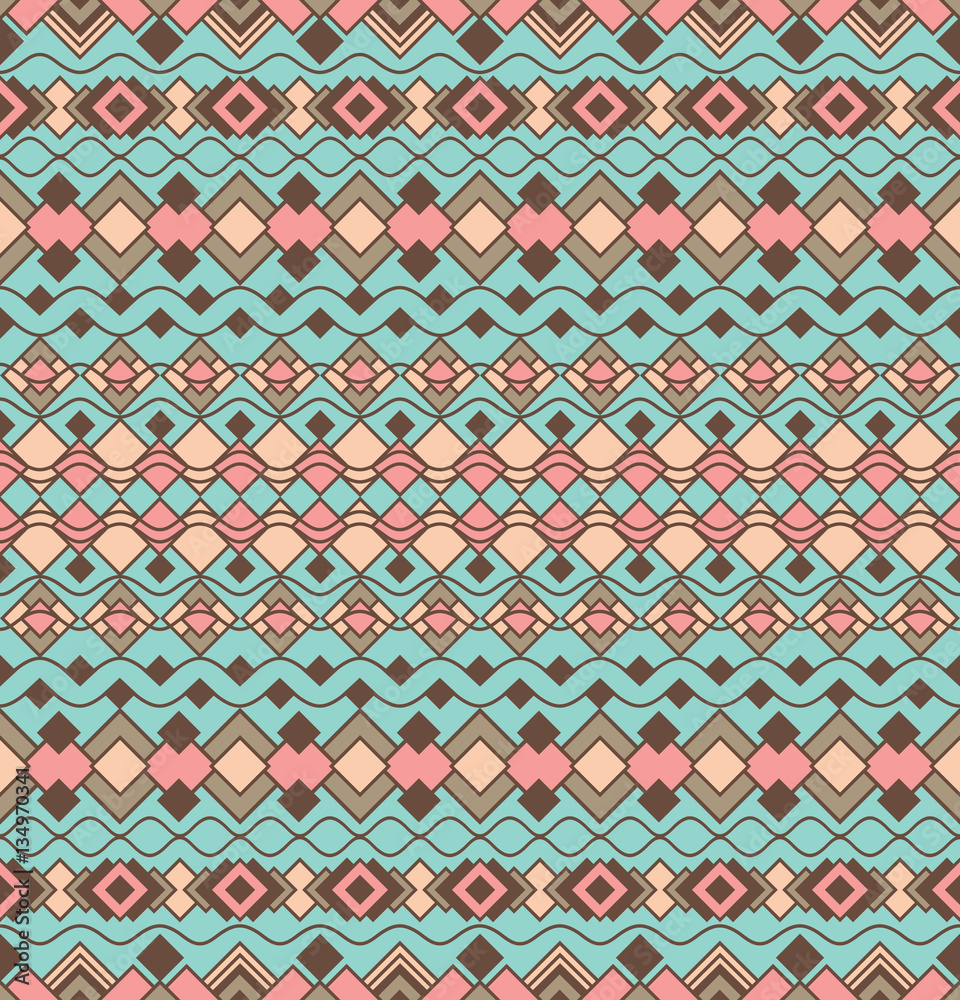 Art Deco Shapes Pattern in Turquoise and Coral Art Deco Shapes Pattern in Turquoise and Coral