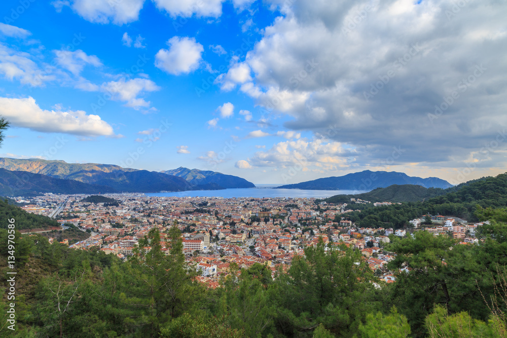 Marmaris cityscape during day time with clouds.