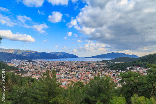 Marmaris cityscape during day time with clouds. © muratani