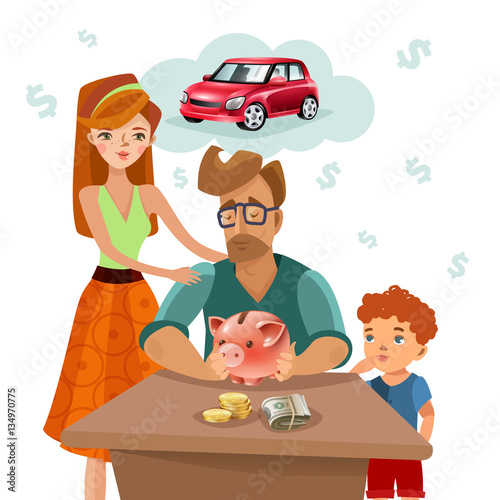 Family Budget Finance Plan Flat Poster 