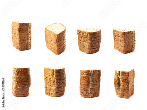 Sliced white bread loaf isolated