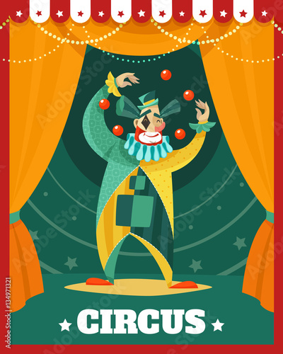Circus Clown Juggling Performance Poster