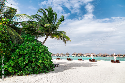 Water bungalows resort at islands. Indian Ocean  Maldives