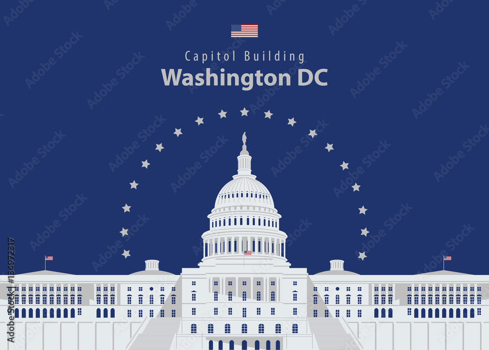 Vector illustration Capitol Building in Washington DC