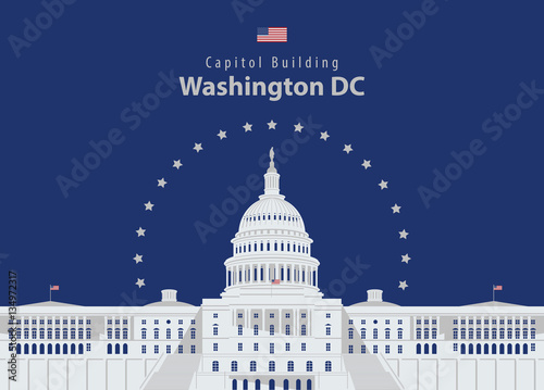 Vector illustration Capitol Building in Washington DC