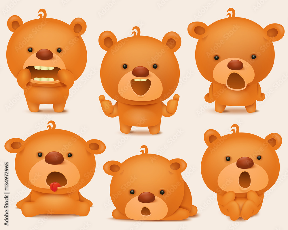 Creation set of teddy bear characters with different emotions. Vector illustration Creation set of teddy bear characters with different emotions. Vector illustration