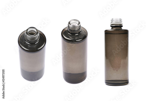 Black glass bottle vial isolated