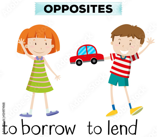 Opposite wordcard for borrow and lend