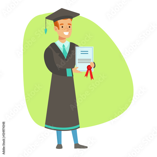 Graduate Student Holding Insurance Contract , Insurance Company Services Infographic Illustration