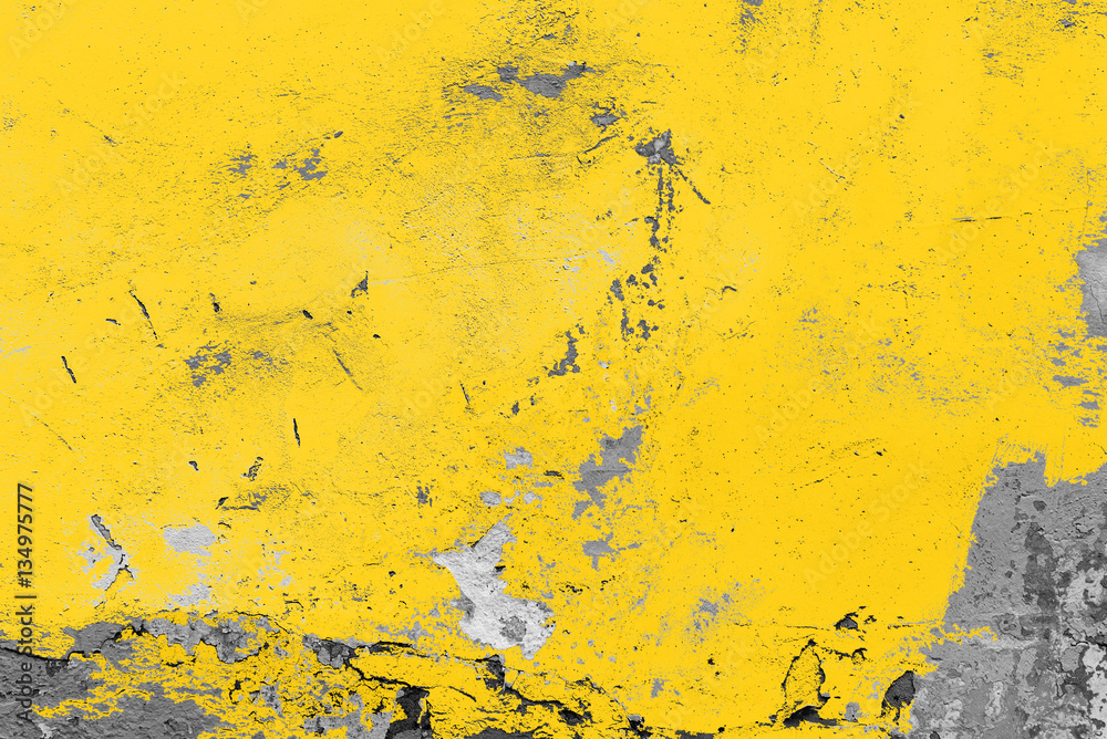 Yellow vintage wall, background, texture - obrazy, fototapety, plakaty 
