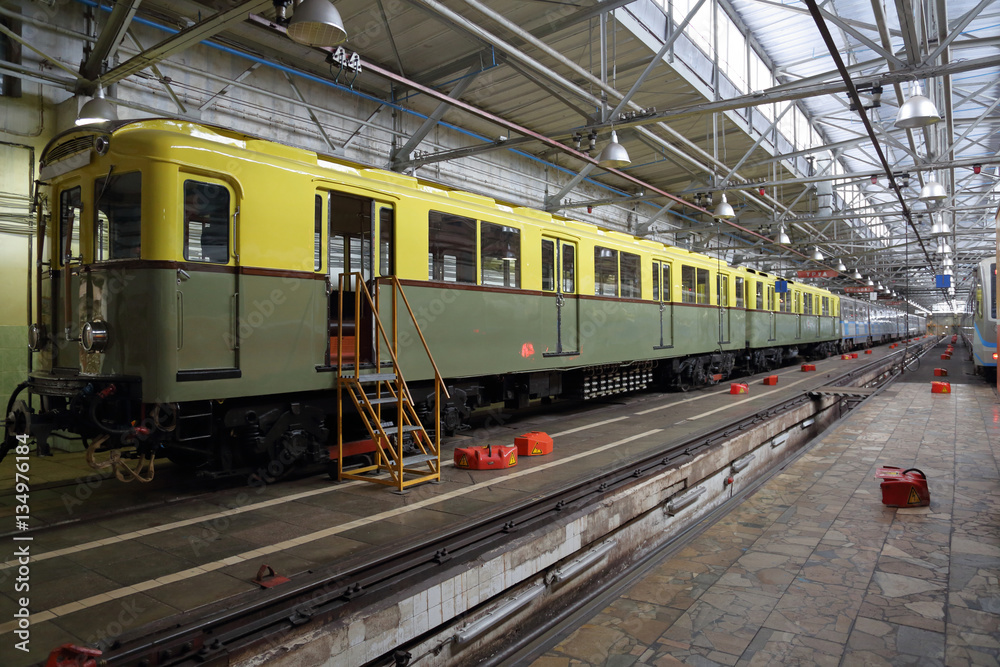 The depot with workshops for the repair of subway's rolling stock and metro wagons