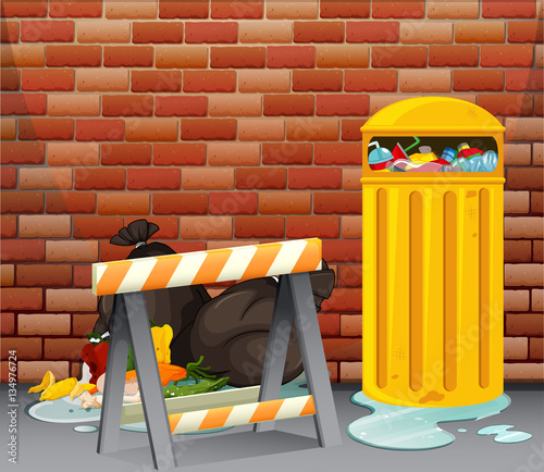 Scene with dirty trash on the floor
