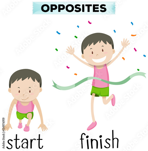 Opposite words for start and finish