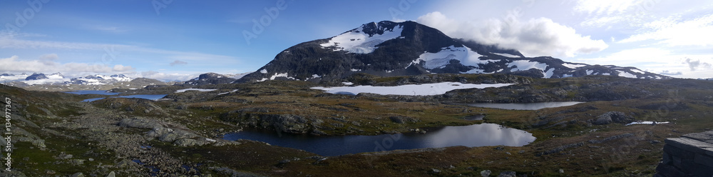 Panorama from snowy mountains