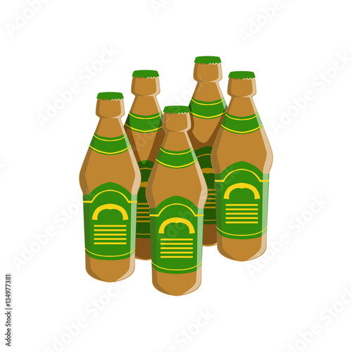 Four Bottles Of Staut Beer With Green Label, Oktoberfest Festival Drinks Bar Menu Item photo